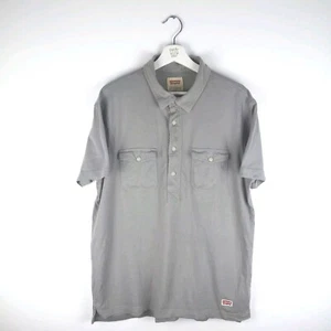 Levis Mens Polo Shirt Grey Medium Pockets Button Up Short Sleeve - Picture 1 of 19