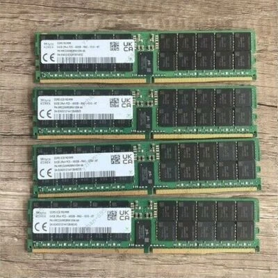 4x SK Hynix 64GB 2Rx4 DDR5 RAM 4800MHz REG ECC EC8 RDIMM PC5-4800B-RAD-1010-NT - Image 1 of 3