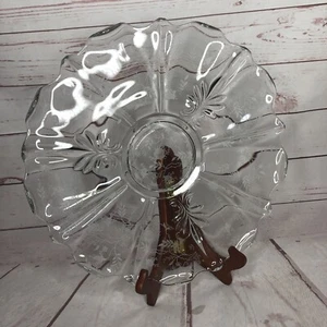 Vintage Fostoria Glass Etched Chintz Pattern Baroque Torte Plate Platter 13.5" - Picture 1 of 7
