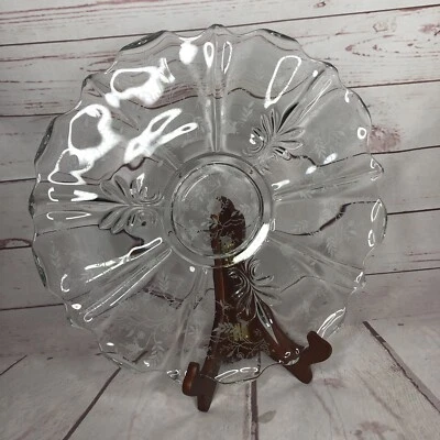 Vintage Fostoria Glass Etched Chintz Pattern Baroque Torte Plate Platter 13.5" - Image 1 of 4