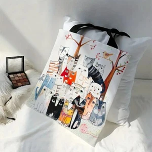 Cat's Kitty Meow! Large Travel Tote Shoulder Bag, Reusable Grocery Shopping Bag - Picture 1 of 5