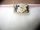 Gold Tone Blue Dragonflys & White Crystal Ring Size 8