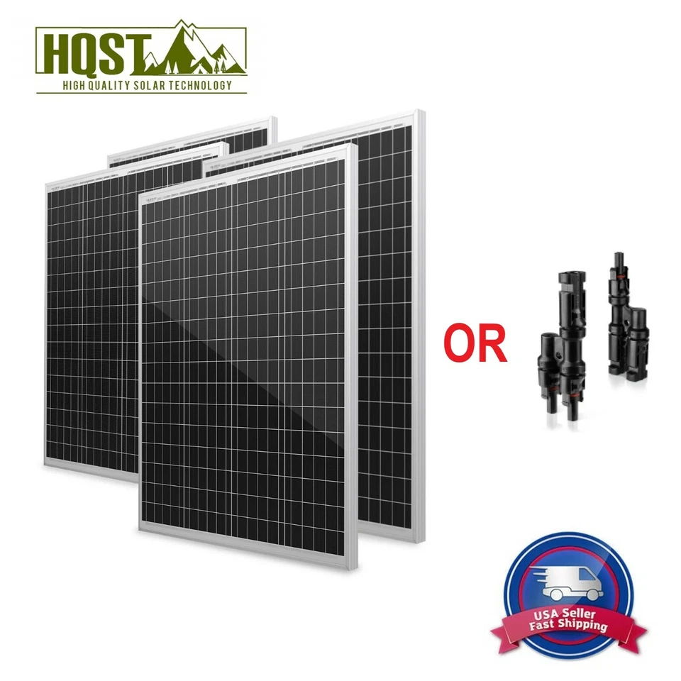 HQST Polycrystalline Solar Panel 400W 4 Packs100W PV Power RV Boat Home Off Grid