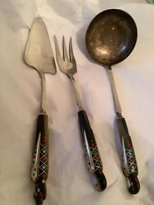 VINTAGE Alfred Haddad Lebanon 3 Phoenix Bird Horn Serving Pieces - Picture 1 of 5