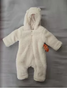 NWT Wonder Nation Teddy Fleece Pram Beige, 3-6M Hooded Outerwear - Snow Suit - Picture 1 of 5