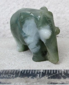 Karen Hill Tribe Jade Elephant Miniature Figurine Hand Carved - Picture 1 of 10