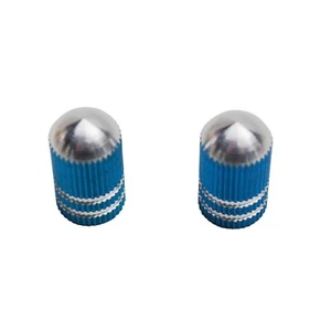 2x BOUCHON DE VALVE OBUS RAINURE BLEU AUTO VOITURE MOTO SCOOTER MOBYLETTE JANTE - Photo 1 sur 1