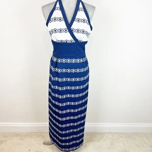 Vintage Maxi Neckholder Kleid Gay Gibson 70er 70er Designer Mod Geometrisch XS - Bild 1 von 7
