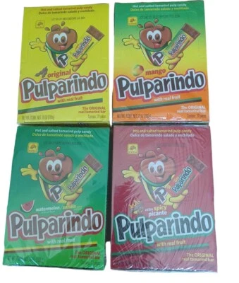  PULPARINDO 4 SCHACHTELN MEXICANA SÜSSIGKEITEN MANGO. WASSERMOLONE. TAMARINDE O. TAMARINDE 80 BARS - Bild 1 von 4