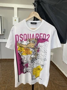 Dsquared2 Map big logo Y2K t-shirt size M color white - Picture 1 of 9