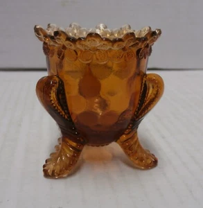 Soporte de palillo de dientes vintage de vidrio ámbar Forget Me Not Footed - s5a - Imagen 1 de 3