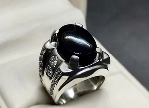 Anillo de canal natural yemení sangre roja cornalina plata 925 hecho a mano Aqeeq para hombre - Imagen 1 de 13