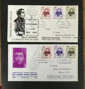 SC18 NETHERLANDS ANTILLEN 1960 Two FDC's Centennial of the death of Nieuwindt - Picture 1 of 2