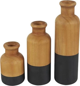 Wood Decorative Vase Centerpiece Vases with Black Bases, Set of 3 Vases for H... - Picture 1 of 5