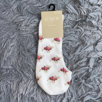 全新带标签 J. Crew 女式均码无展示袜法国斗牛犬穿着救生衣。 — 第 1/2 张图片