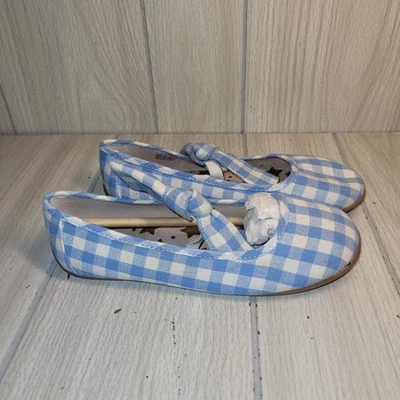 Livie & Luca Halley Bow Ballet Flats Gingham Blue White Size 3 - Image 1 of 4