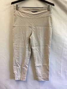 Counterparts Pants Womens Petite Medium Beige Pull On Stretch Slim Ankle Button - Picture 1 of 10