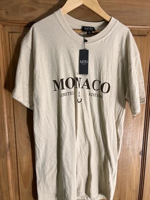 Boohoo Man T-shirt Cream Monaco Yacht Club BNWT Size XS - Image 1 of 4