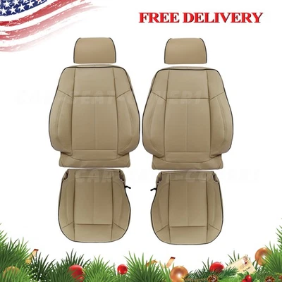 Fits 2006 to 2010 Hummer H3 Front Driver Passenger Leather Seat Covers TAN - Image 1 of 4