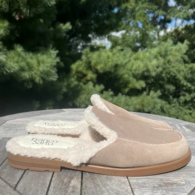 Zuecos forrados de vellón Franco Sarto Bocca Slide para mujer talla 10 gamuza tostado mula sherpa Foto 1 de 4