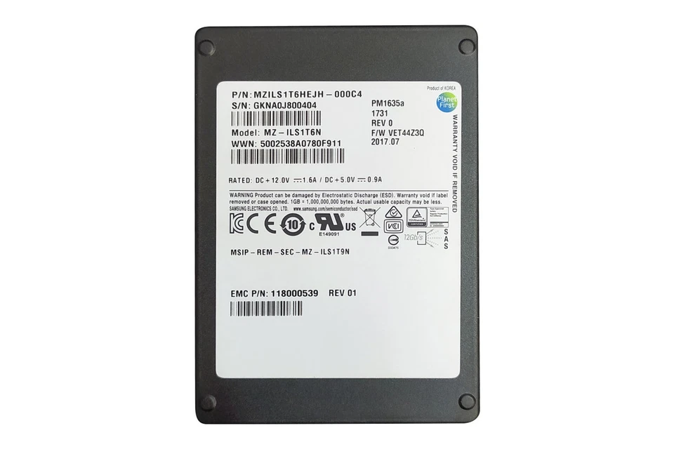 Hard drive Dell EMC 1.6TB SSD SAS 12G 2.5"MU 118000539 - Image 1 of 1