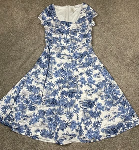 Joie Dress Womens 8 Blue Tropical Island Print Hawaiian Fit Flare Vacation Midi - Picture 1 of 10