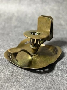 Victorian Antique Brass Candle Holder with Wick Trimmer, Pat. 16482 Chamberstick - Picture 1 of 9