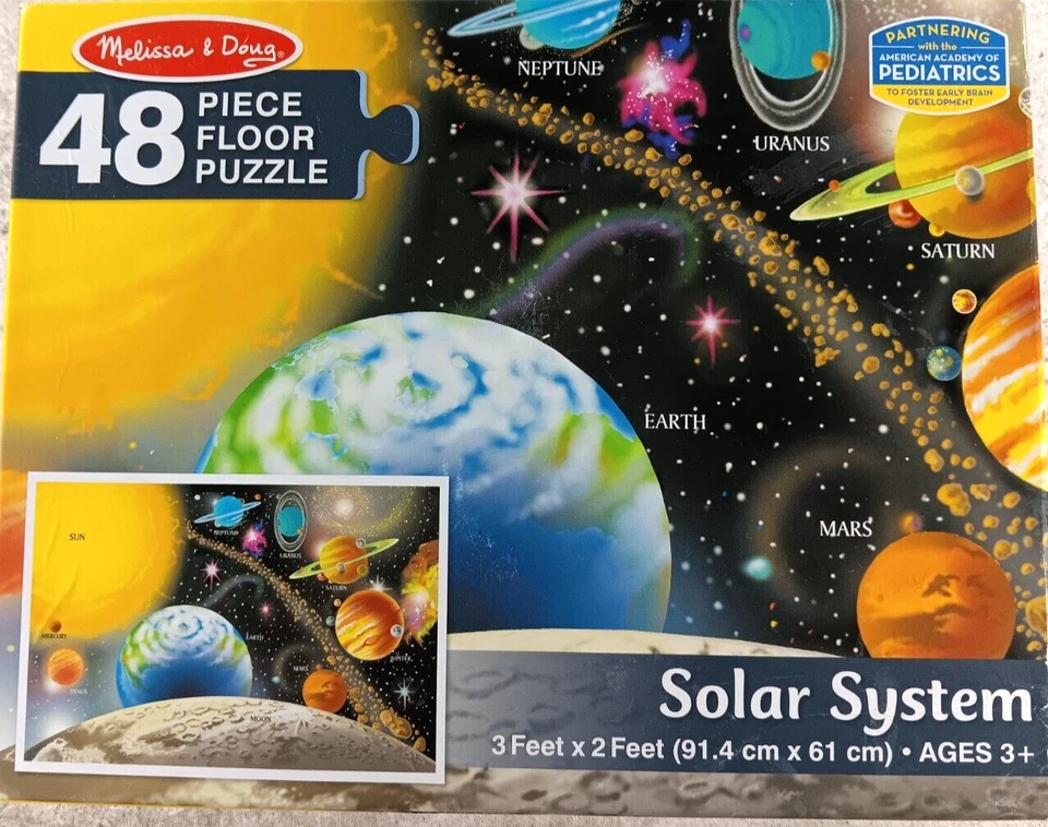 Paquete de 6 rompecabezas de piso Melissa & Doug sistema solar 48 piezas 2 x 3 pies educativos Foto 1 de 3