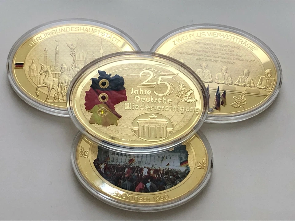 25 Jahre Wiedervereinigung oval 90x65mm Medaillen vergoldet,  AUSWAHL (S4-20-21 - Bild 1 von 1