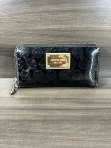 Michael Kors Black Hamilton Quilted Patent Leather Wallet - Picture 1 of 6