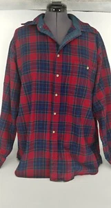 Pendleton Mens Virgin Wool Flannel Elbow Patch Plaid Blue Red Shirt Size XL - Picture 1 of 8