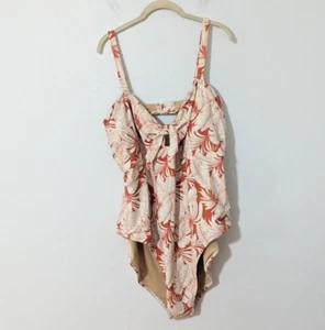 Costume intero Old Navy nuovo con etichette cravatta davanti buco della serratura stile fascia arancione bianco 4X - Foto 1 di 10