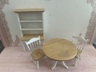 Vintage Doll House-Doll Faire Miniatures White Dining Table And Hutch1980’s