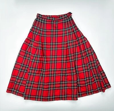 Vtg Pendleton Plaid Skirt 23" Waist Drop Pleated 100% Wool USA Made Tartan XXS 4 - Image 1 of 4