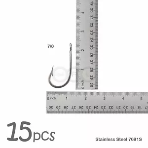 15 un. ganchos de acero inoxidable de pesca 7691S talla 7/0 ganchos de atún del sur para caza grande - Imagen 1 de 6