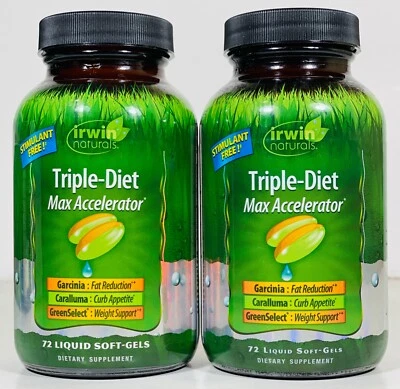 Triple Diet Max Acelerador Reducción de Grasa 72 Cápsulas Blandas Irwin Naturals Sin Estimulante Foto 1 de 2