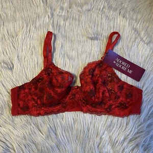 Sujetador Adored By Adore Me para mujer talla 36A rojo floral transparente sin forro con aros - Imagen 1 de 7