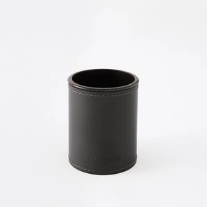 Schreibtisch Stiftehalter Leder Anthrazit Grau - Rund Design Handwerkliche Nähte - Bild 1 von 5