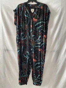 Anthropologie By Maeve Womens Black Tapered Leg Floral Geoscope Jumpsuit Size S - Picture 1 of 17