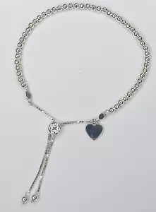 Ball Box Chain Charm Bracelet 925 Sterling Silver Heart Arabic Adjustable 24cm - Picture 1 of 11