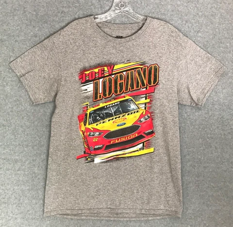 NASCAR Joey Logano T Shirt Mens Medium Gray Team Penske Ford Fusion Short Sleeve Cover