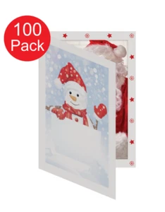 SNOWMAN 4x6 CHRISTMAS PHOTO FRAMES ( Pack of 100 ) Tap - Card Stock -NEW - Picture 1 of 4