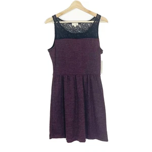 NWT Maison Jules Isle Of Sky Knit Dress Sleeveless Burgundy Black Sz M - Picture 1 of 11