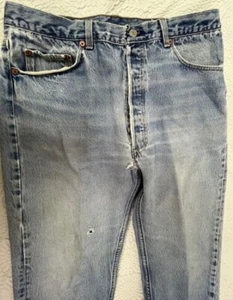 Jeans Levis Vintage 501 Uomo 40x36 Blu Gamba Dritta Bottone Fly 0195 - Foto 1 di 24