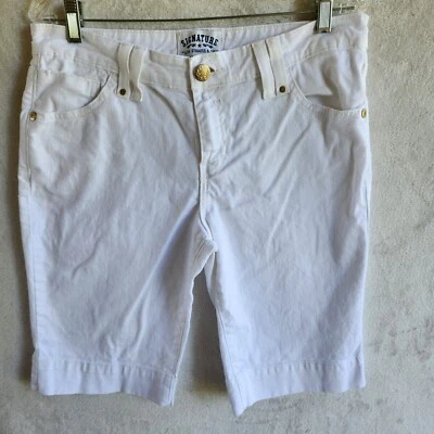 Levi Strauss Signature White Denim Bermuda Shorts Misses 12 Stretch - Image 1 of 4
