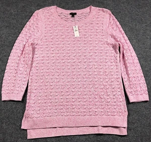 NEW Talbots Sweater Womens Open Knit Pullover Size L Cotton/Linen Light Pink - Picture 1 of 13