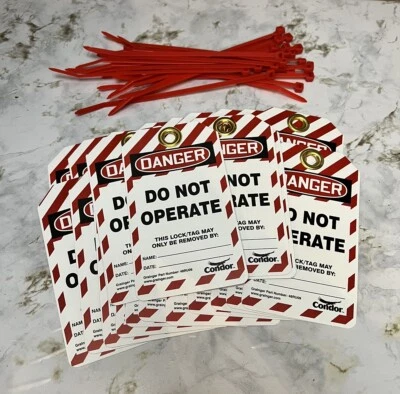 (25 Pack) Condor Lockout LOTO Tags 48RU09 | 5-3/4" x 3-1/4" | "Do Not Operate" - Image 1 of 4