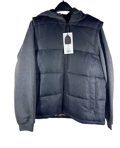 Hawke & Co Outfitter Hooded Puffer Vest Jacket Men's Size Large Black & Gray NWT - Picture 1 of 8