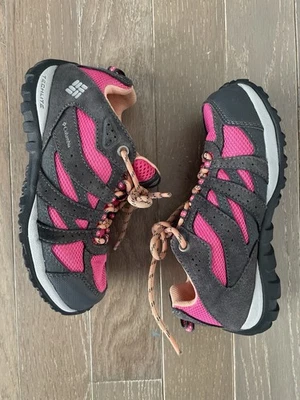 Columbia Redmond Waterproof Hiking Shoes Kids Size 2 Pink Gray - Image 1 of 4