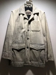 WIND ARMOR White Leather Jacket Button Style 4 Pockets - Picture 1 of 12